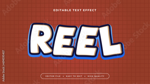 Blue brown and white reel 3d editable text effect - font style