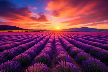 Leinwandbilder Purpur Field nature countryside sunset violet purple landscape agriculture summer provence  © SHOTPRIME STUDIO