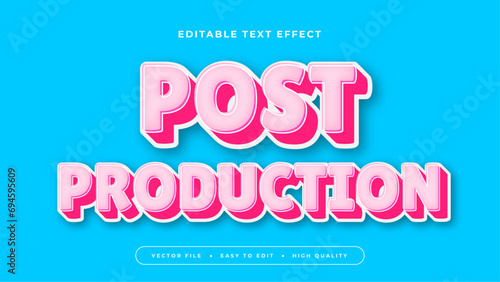Blue pink and white post production 3d editable text effect - font style