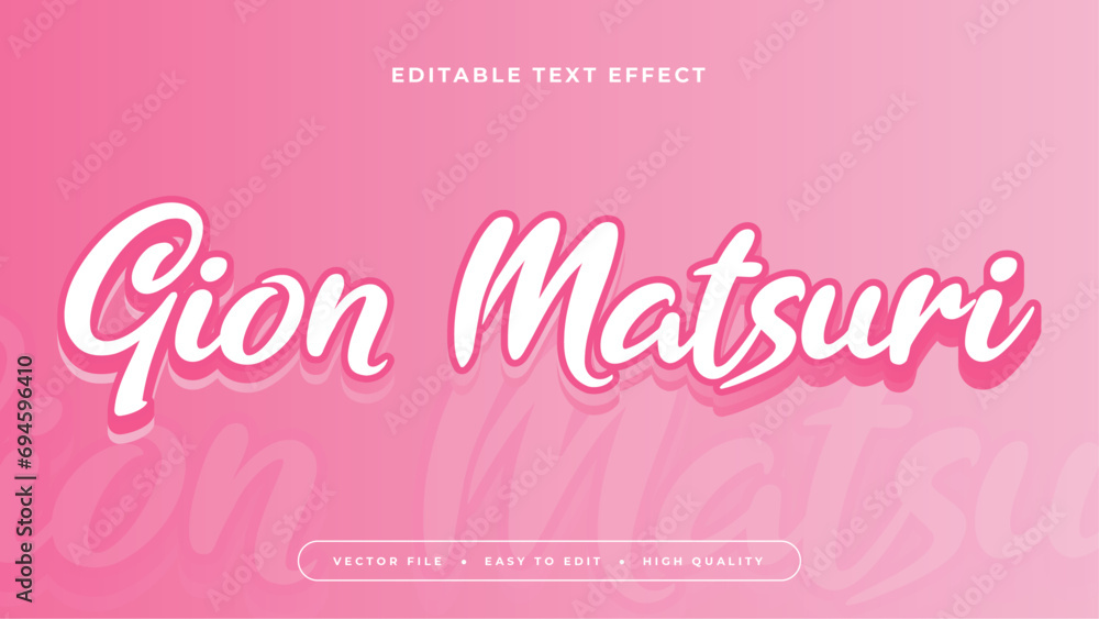 Pink white gion matsuri 3d editable text effect - font style