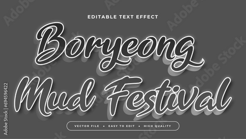 Black grey and white boryeong mud festival 3d editable text effect - font style photo