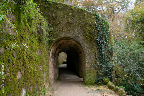 Entrance to a cave in the park of the city of Evora, Portugal