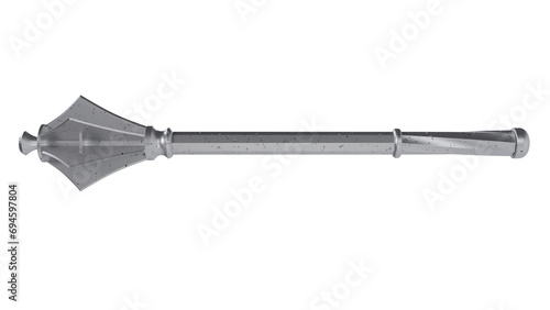 Medieval mace weapon isolated on transparent and white background. Knight concept. 3D render photo