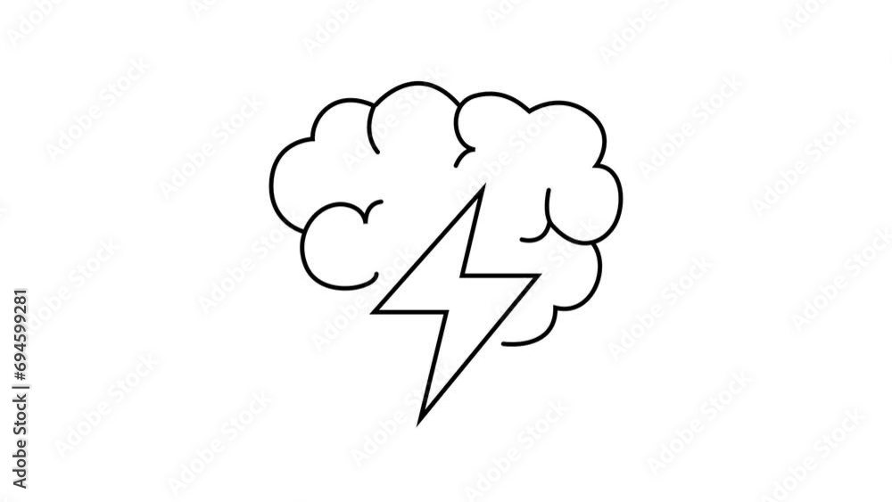 the brain. the idea. speed. lightning. a task. purpose. the icon. vector.