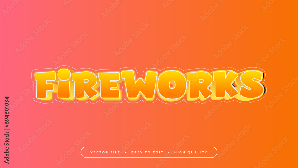 Pink orange and yellow fireworks 3d editable text effect - font style
