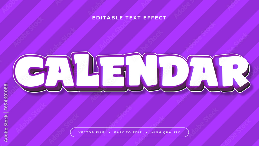 Purple black and white calendar 3d editable text effect - font style Purple black and white calendar 3d editable text effect - font style