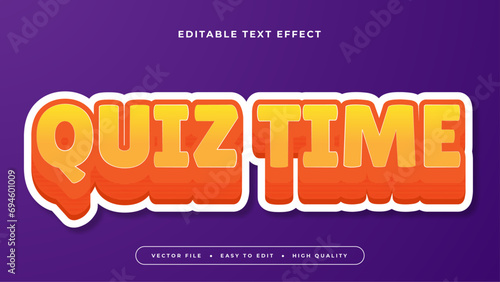 Orange purple and white quiz time 3d editable text effect - font style