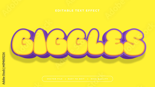 Yellow orange and purple giggles 3d editable text effect - font style