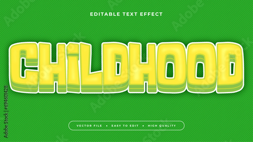Fototapeta Naklejka Na Ścianę i Meble -  Green yellow childhood 3d editable text effect - font style
