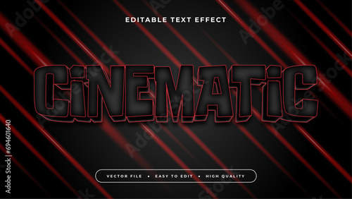 Black red and white cinematic 3d editable text effect - font style