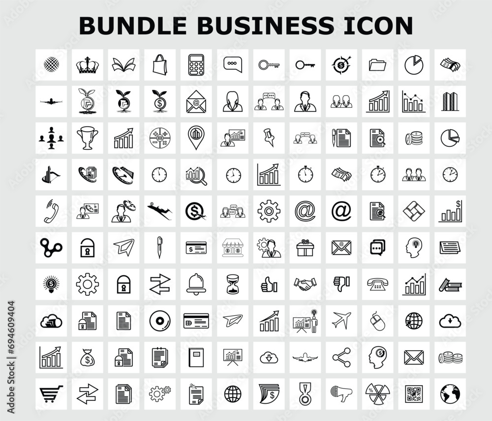 economic finance office business bundle icon vector design, business web design icon set