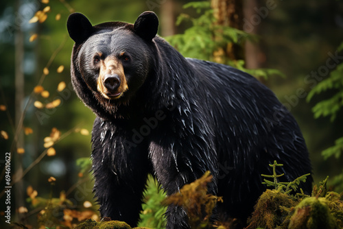 Black bear, on a natural habitat background