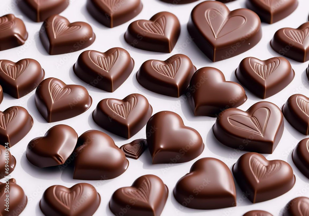 Heart shaped chocolate candies for festive occasions. Chocolate time. AI generated Heart shaped chocolate candies for festive occasions. Chocolate time. AI generated