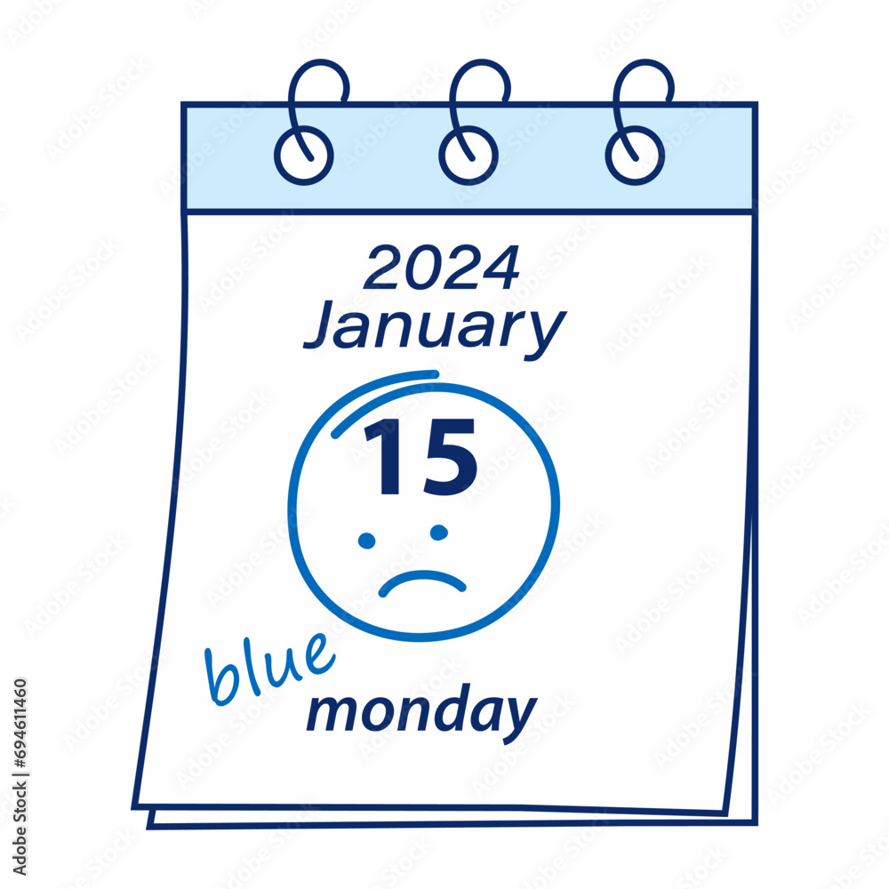 Calendar sheet with the date 2024 January 15 and a handwritten inscription and stroke around date Calendar sheet with the date 2024 January 15 and a handwritten inscription and stroke around date