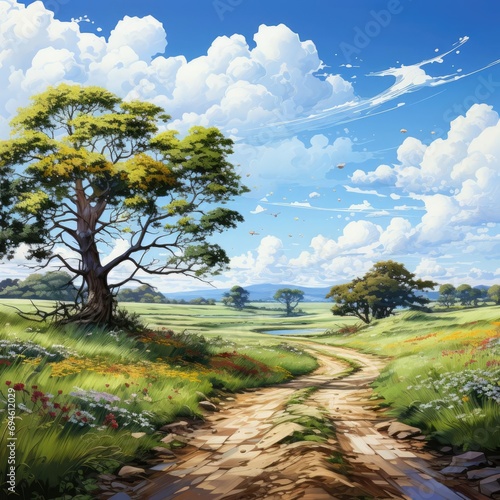 Nature's Harmony: An Oil Painting of a Peaceful Landscape