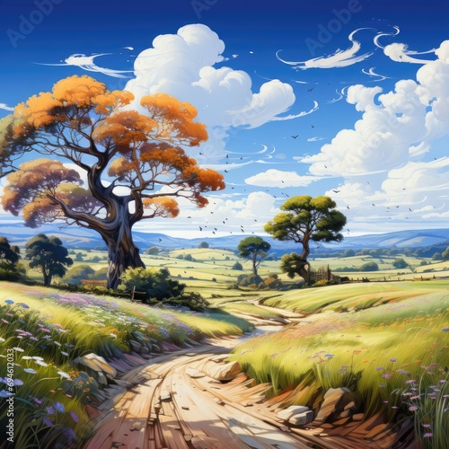 Nature's Harmony: An Oil Painting of a Peaceful Landscape
