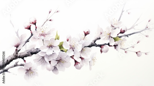 満開の桜の枝の水彩風イラスト © fumoto-lab