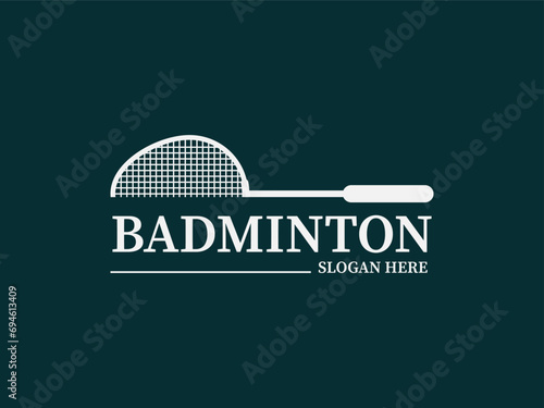 Design sport logo. Badminton symbol with racket icon. photo