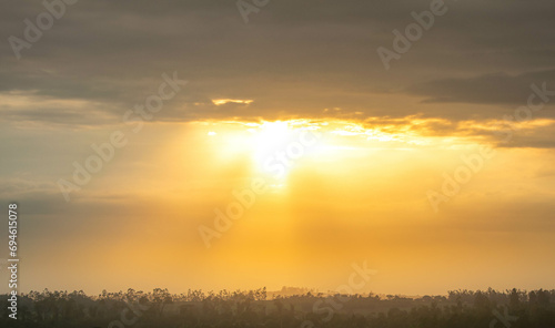 Amazing Sunrise, Cloudy Sunrise with Yellow Shy Lights