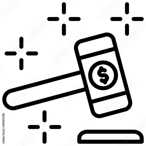Hammer Price Outline Icon