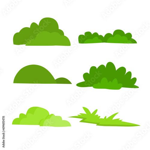 Vector cartoon fancy isolated bush rock grass template set