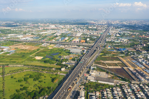 Aerial photography Aerial landscape of the vast city of Samut Prakan, Thailand. Aerial photography. Top view, beauty of the city