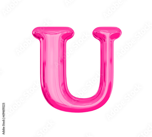 Pink Balloon 3D Letter U