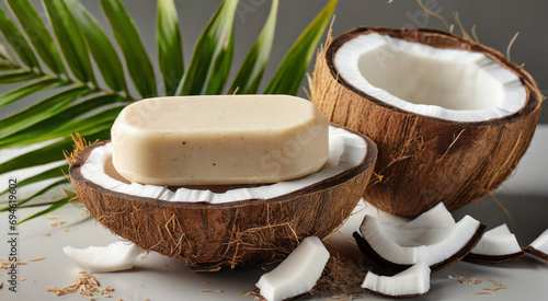 Organic Coconut Oil Cleansing Bar - Photo mock up Showcasing Hygienic Beauty