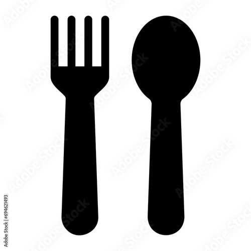 spoon and fork glyph icon photo
