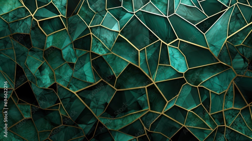 Abstract seamless pattern of dark green and gold lines, shiny crystal stones resembling green emerald ideal for backgrounds, banners, and tiles Abstract seamless pattern of dark green and gold lines, shiny crystal stones resembling green emerald ideal for backgrounds, banners, and tiles