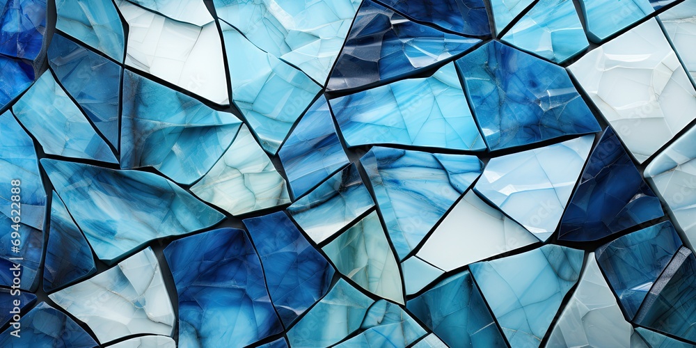 Abstract blue mosaic marble tile background. Texture broken glass ...