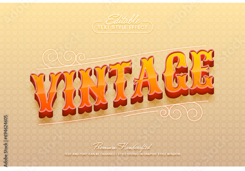 Vintage retro editable 3D vector text style effect on gradient background, suitable for creating eye-catching text graphics for digital, posters, social media posts, banners, and advertisements