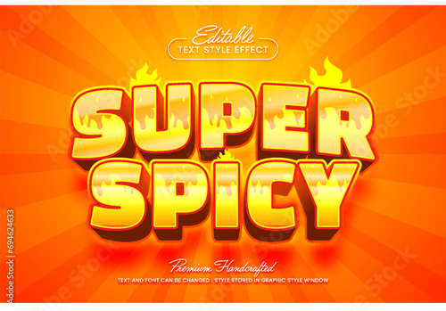 Red hot burning spicy editable 3D vector text style effect, suitable for creating eye-catching text graphics for digital and print media such as posters, social media posts, banners, and advertisement