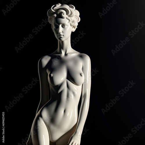 Colorful Greek bust suspended, a marble statue of a beautiful woman lady body, canova sculpture, full character art