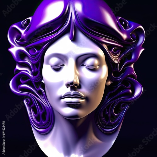 Colorful Greek bust suspended, a marble statue of a beautiful woman lady body, canova sculpture, full character art © Helena Karpoff
