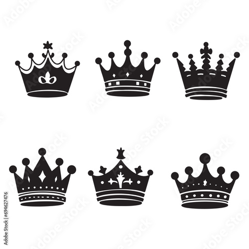 crown logo graffiti . Set of crown illustrations in sketching style. Hand drawn simple objects. 