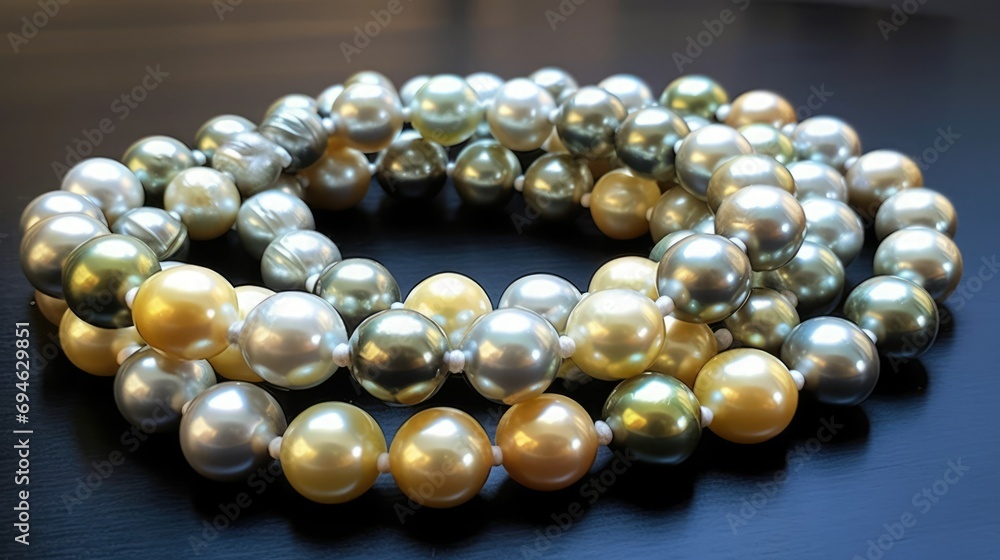 Southsea pearl necklace, luxury jewelry on the show case Southsea pearl necklace, luxury jewelry on the show case