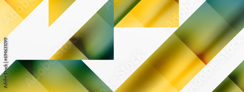 Vivid abstraction unfolds. Triangles in seamless harmony, composing dynamic geometric backdrop. Interplay of angles and hues forms captivating tapestry, evoking modernity and artistic allure