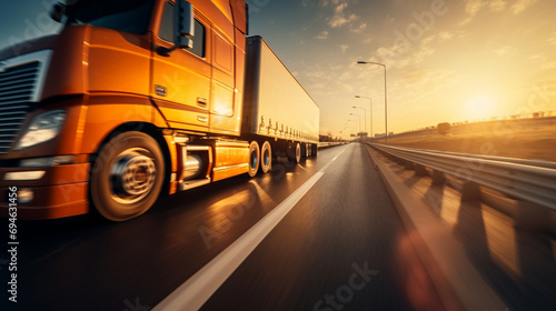 Extreme close up of a truck driving down a highway at sunny day © Ricardo Costa