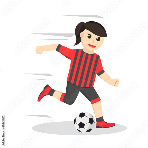 Football Player woman kick the Ball