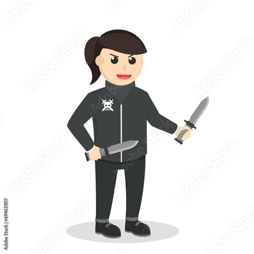Gangster woman With double Knife