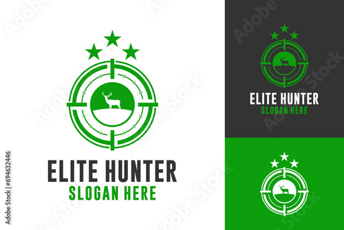 Hunter Elite Scope Shooting Jungle Vector Logo Design