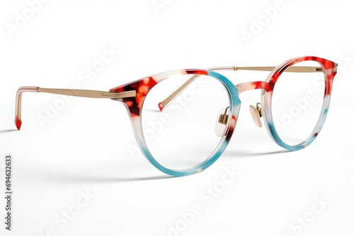 fashionable eyeglasses isolated on white background, multicolored eyeglasses for ladies, trendy spectacle, fashion accessories concept, stylish ladies glasses, funky glasses