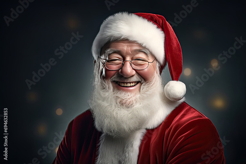 Santa Claus, Father Christmas, Saint Nicholas, Saint Nick, Kris Kringle, in red suit and hat, happy, jolly, love, children, kids,