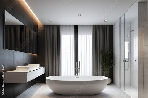 modern bathroom interior with bathtub
