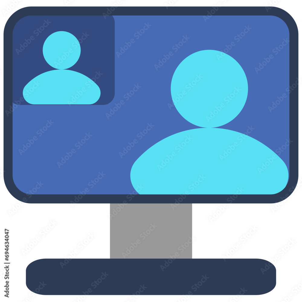 Virtual meeting icon in flat design style Virtual meeting icon in flat design style