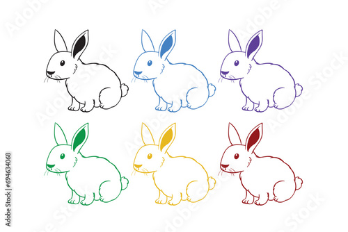 vector set of line art images of cute rabbits. easter day. Chinese New Year for decoration or design elements