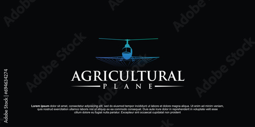 Modern agricultural airplane logo design agricultural technology pesticide airplane sprayer. millennial farmers
