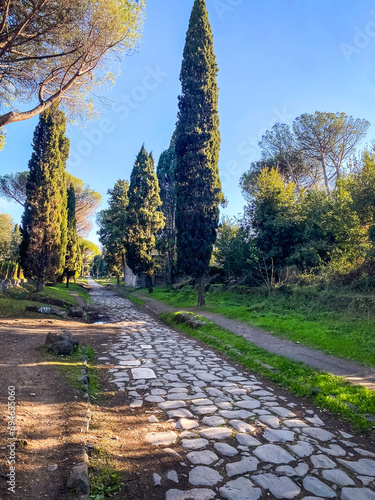 Ancient roman road appian way in summer photo