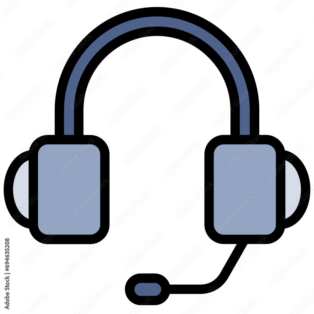 Headset icon in outline flat design style Headset icon in outline flat design style